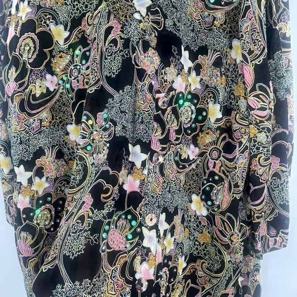 Citron Santa Monica Multicolor Floral Silk 2 Piece Top and Pants Set Size 0X - Picture 3 of 10
